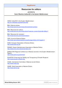 Supplement  Resources for editors provided by Karen Shashok, AuthorAID in the Eastern Mediterranean