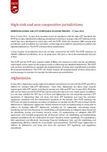 Business / Terrorism financing / Financial Action Task Force on Money Laundering / Money laundering / Economics / Asia/Pacific Group on Money Laundering / Financial regulation / Tax evasion / Organisation for Economic Co-operation and Development