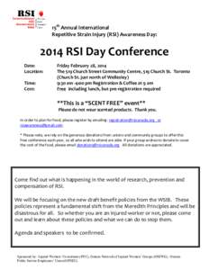 8th Annual International RSI Awareness Day: