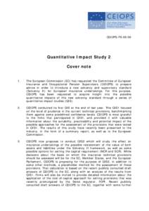 EU Solvency II project – Pre-Test of the Second Quantitative Impact Study