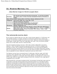 Clean Marinas Clear Value: Chapter 25 - Westrec Marinas, Inc.