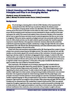 RLI 280	  11 E-Book Licensing and Research Libraries—Negotiating Principles and Price in an Emerging Market