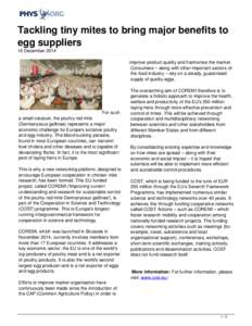Tackling tiny mites to bring major benefits to egg suppliers