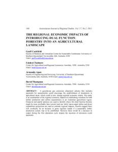 146  Australasian Journal of Regional Studies, Vol. 17, No.2, 2011 THE REGIONAL ECONOMIC IMPACTS OF INTRODUCING DUAL FUNCTION