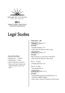 2011 Higher School Certificate Specimen Examination - Legal Studies