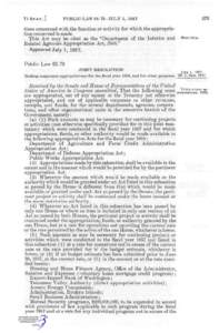 71 S T A T . ]  PUBLIC LAW[removed]JULY 1, 1957 tions concerned with the function or activity for which the appropriation concerned is made. This Act may be cited as the 