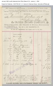 January 1894 royalty statement from Oliver Ditson & Co., January 1, 1894 Foster Hall Collection, CAM.FHC[removed], Center for American Music, University of Pittsburgh. 