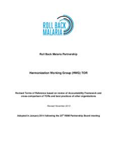 Harmonization Working Group (HWG) TOR