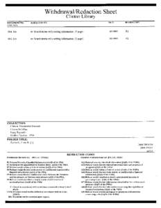 Withdrawal/Redaction Clinton Library DOCUMENT NO.  Sheet