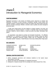 Chapter  Chapter 1: Introduction to Managerial Economics 1