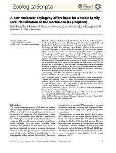 Zoologica Scripta A new molecular phylogeny offers hope for a stable family level classification of the Noctuoidea (Lepidoptera)