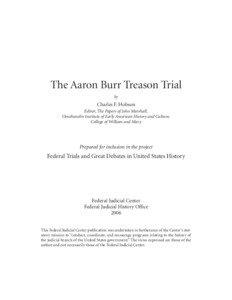 The Aaron Burr Treason Trial by