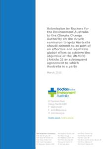 Submission by Doctors for the Environment Australia to the Climate Change Authority on the future remission targets Australia should commit to as part of