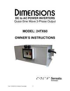 DC to AC POWER INVERTERS Quasi-Sine Wave 3-Phase Output MODEL: 24TX60 OWNER’S INSTRUCTIONS