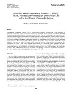 Research Article  ASTROBIOLOGY Volume 9, Number 7, 2009 ª Mary Ann Liebert, Inc. DOI: =ast