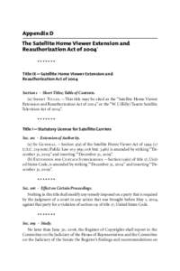 Cable television in the United States / Satellite Home Viewer Act / Royalties / Satellite Home Viewer Reauthorization Act / Satellite Broadcasting and Communications Association v. FCC / Law / Satellite television / Broadcast law