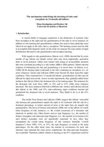 1     The mechanism underlying the learning of rules and exceptions in 14-month-old infants