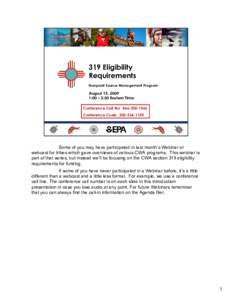 319 Eligibility Requirements