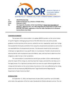 Human resource management / Business law / Labour relations / Employment compensation / Home care / Fair Labor Standards Act / Medicine / Overtime / Chevron U.S.A. /  Inc. v. Natural Resources Defense Council /  Inc. / Law / Companionship Exemption / Minimum wage