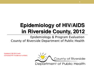 Epidemiology of HIV/AIDS in Riverside County