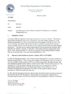 United States / Rhode Island / Indian Territory / Indian Reorganization Act / Carcieri v. Salazar / Nonintercourse Act / Narragansett land claim / Indian reservation / Narragansett people / Aboriginal title in the United States / Law / Narragansett tribe