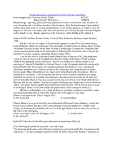 Southern Campaign American Revolution Pension Statements Pension application of Aaron Jenkins S7069 fn13NC Transcribed by Will Graves[removed]Methodology: Spelling, punctuation and grammar have been corrected in some i