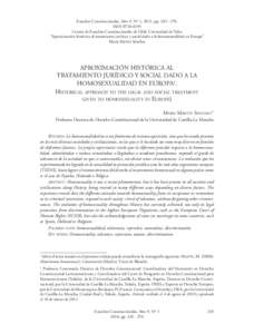 Estudios Constitucionales, Año 9, Nº 1, 2011, pp[removed]ISSN[removed]Centro de Estudios Constitucionales de Chile Universidad de Talca “Aproximación histórica al tratamiento jurídico y social dado a la homo