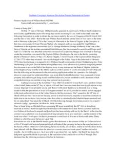 Southern Campaign American Revolution Pension Statements & Rosters Pension Application of William Burch W27940 Transcribed and annotated by C. Leon Harris County of Surry [NC] On this 12th day of February 1828 personally