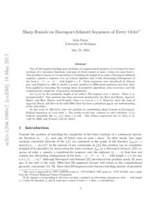 Sharp Bounds on Davenport-Schinzel Sequences of Every Order∗ Seth Pettie University of Michigan arXiv:1204.1086v2 [cs.DM] 18 May 2013