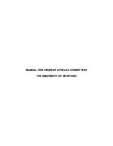 MANUAL FOR STUDENT APPEALS COMMITTEES