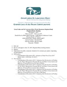 Great Lakes-St. Lawrence River  Water Resources Regional Body ConseiI régional des ressources en eau des