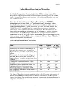 Updated Roundabout Analysis Methodology