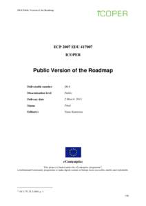D8.8 Public Version of the Roadmap  ECP 2007 EDUICOPER  Public Version of the Roadmap