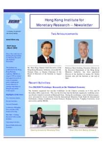 ®  Hong Kong Institute for Monetary Research -- Newsletter  A company incorporated