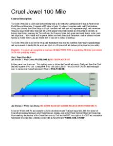 Cruel Jewel 100 Mile Course Description The Cruel Jewel 100 is a 108 mile foot race deep with in the beautiful Chattahoochee National Forest of the North Georgia Mountains. It consists of 95 miles of trails, 13 miles of 