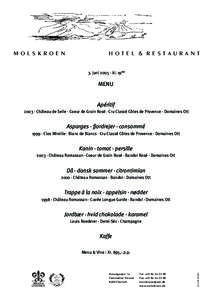 MOLSK ROEN  HOTEL & RESTAURANT 3. juni 2005 · kl. 19°°  MENU