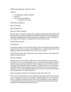 ASMSU Senate Minutes—March 6th, 2014 SUB 235 • • •