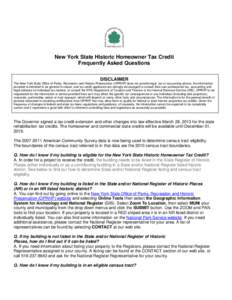 New York State Homeowner Tax Credit Program Frequently Asked Questions