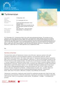 Turkmenistan Last update: Author: Population: Prime minister: President: