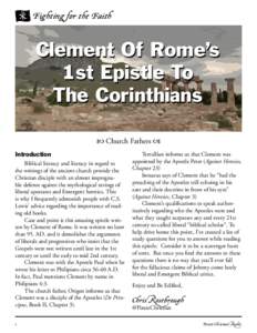 Fighting for the Faith  Clement Of Rome’s 1st Epistle To The Corinthians  Church Fathers 