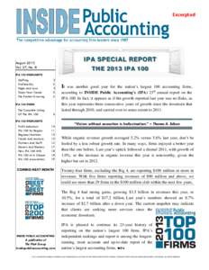 AUGUST 2013 – IPA 100  INSIDE PUBLIC ACCOUNTING /1 Excerpted  