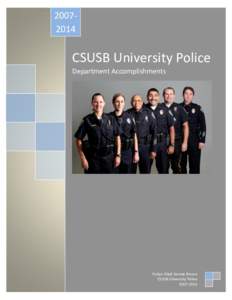 [removed]CSUSB University Police Department Accomplishments  Police Chief Jimmie Brown