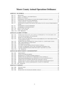 Moore County Animal Operations Ordinance ARTICLE I. IN GENERAL ........................................................................................................................2 SEC[removed]SEC[removed]SEC[removed]SEC. 