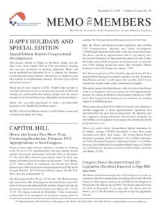 December 23, 2010 | Volume 15, Issue No. 49  TO MEMO MEMBERS The Weekly Newsletter of the National Low Income Housing Coalition