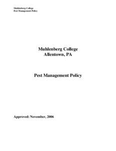 Muhlenberg College Pest Management Policy Muhlenberg College Allentown, PA