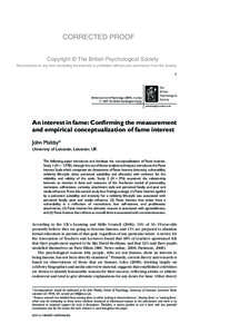 CORRECTED PROOF Copyright © The British Psychological Society Reproduction in any form (including the internet) is prohibited without prior permission from the Society 1  British Journal of Psychology (2009), in press