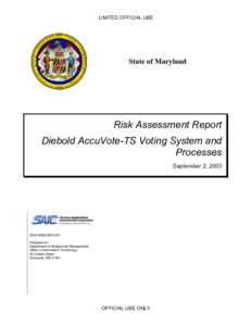 State of Maryland Voting Machine Risk Assessment