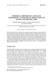 Psychology / Error / Behavioural sciences / Memory / Evidence law / Hypnosis / American psychologists / False confession / Police misconduct / Saul Kassin / Suggestibility / Gudjonsson suggestibility scale