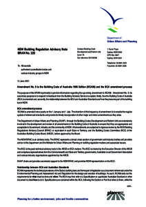Department of Urban Affairs and Planning NSW Building Regulation Advisory Note BRAN No. 220