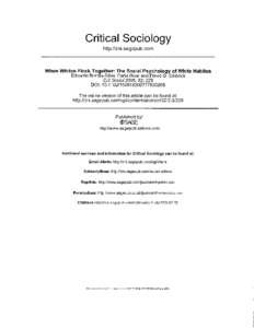 Critical Sociology http://crs.sagepub.com When Whites Flock Together: The Social Psychology of White Habitus Eduardo Bonilla-Silva, Carla Goar and David G. Embrick Grit Socio/2006; 32; 229